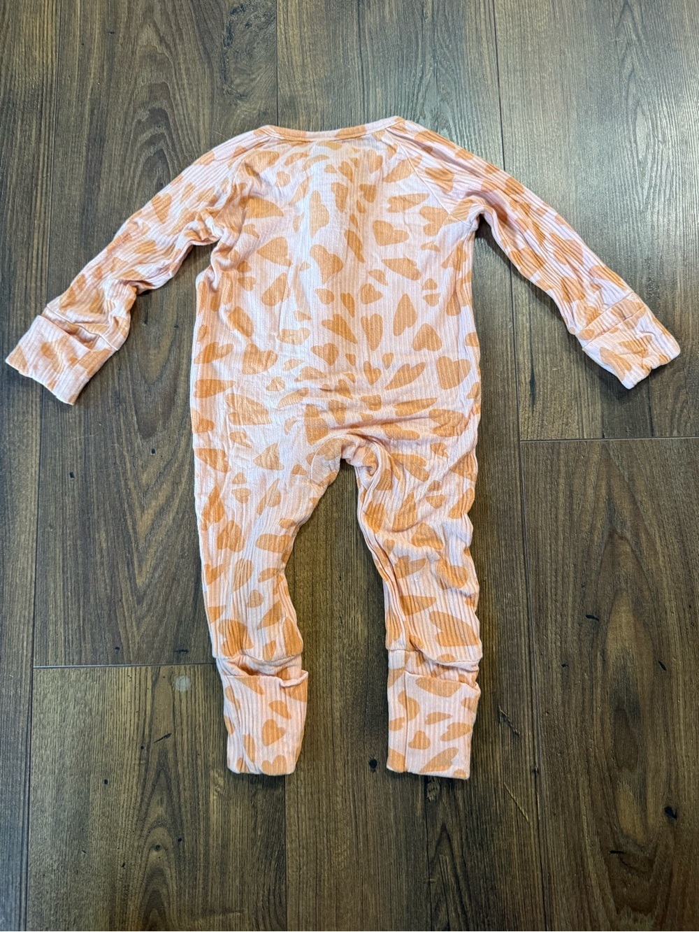Brixton Phoenix Bamboo Baby Sleeper Pajamas Pink Orange Ribbed Zip Romper 3-6M - Picture 6 of 7
